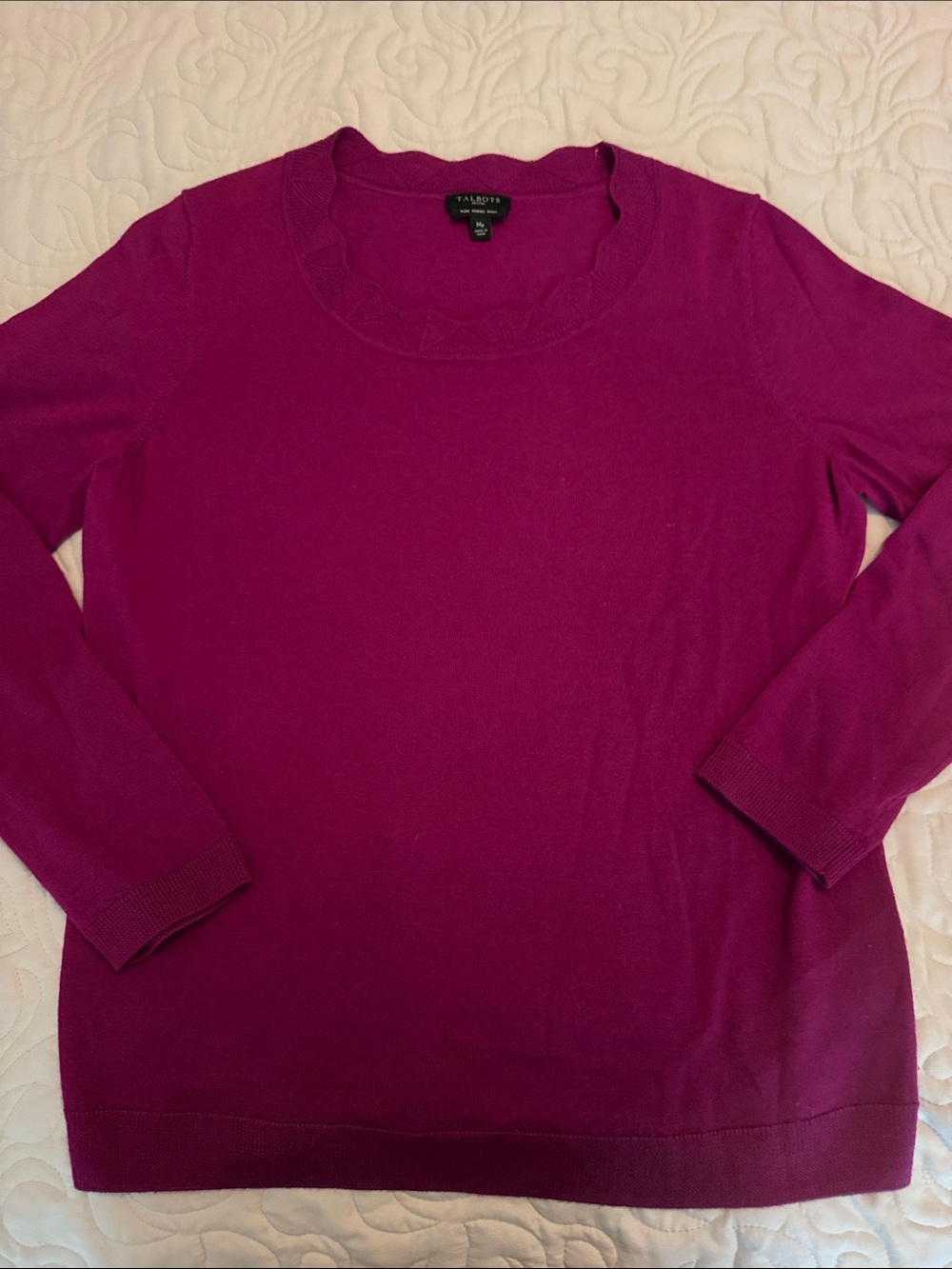 Talbots Magenta Crew Neck Long Sleeve Sweater